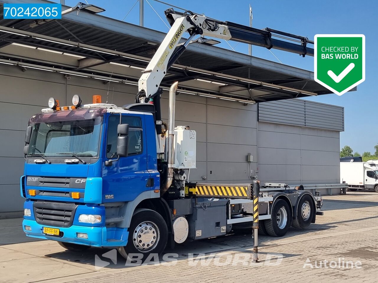 DAF CF85.380 6X2 Palfinger PK16502 Crane + 20t VDL Hook Lift-steerin kravas automašīna pacēlājs ar āķi